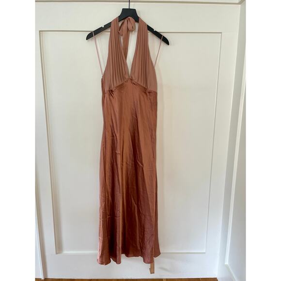 Reformation Wyn Silk Dress Praline Size 10 - Picture 3 of 5